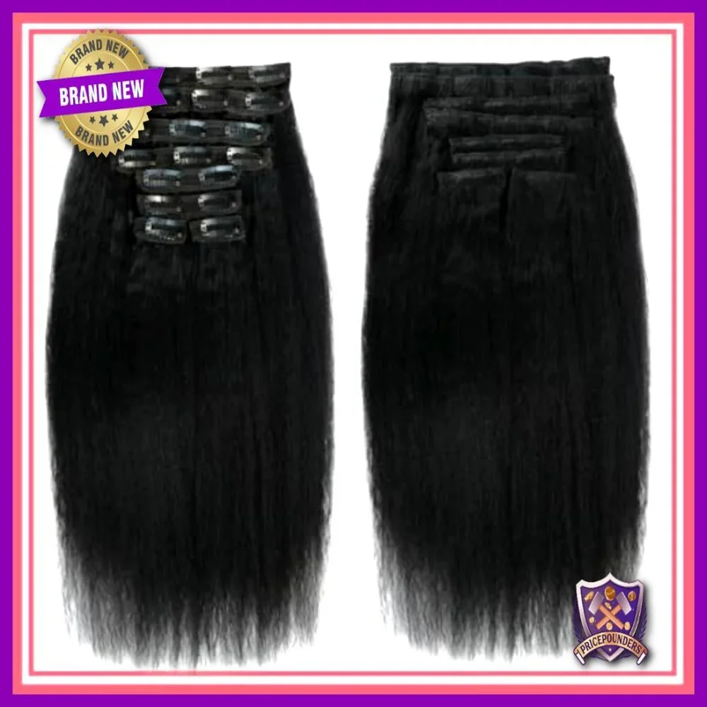 Kinky Straight Clip-In Human Hair Extensions 12 Inch 8 Pieces 110g